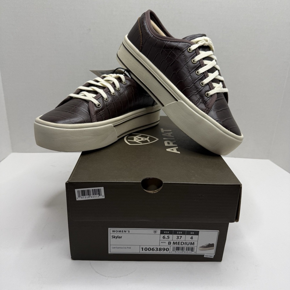 Ariat Skylar Luxe Espresso Croc Print Platform Sneakers Womens 6.5 B 10063890
